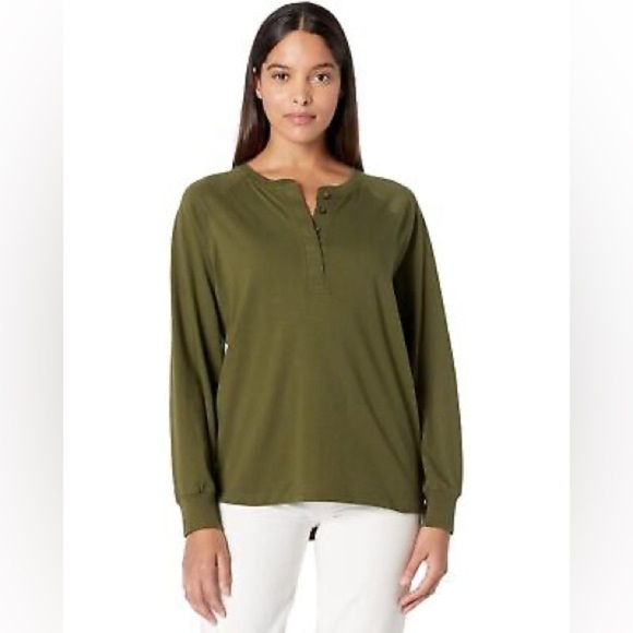 Madewell Tops - Madewell Loden Tuscan Green Henley Long Sleeve Tee Size S